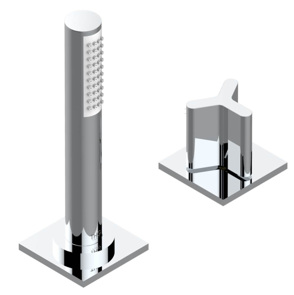 Deck mounted mixer with handshower, progressive cartridge