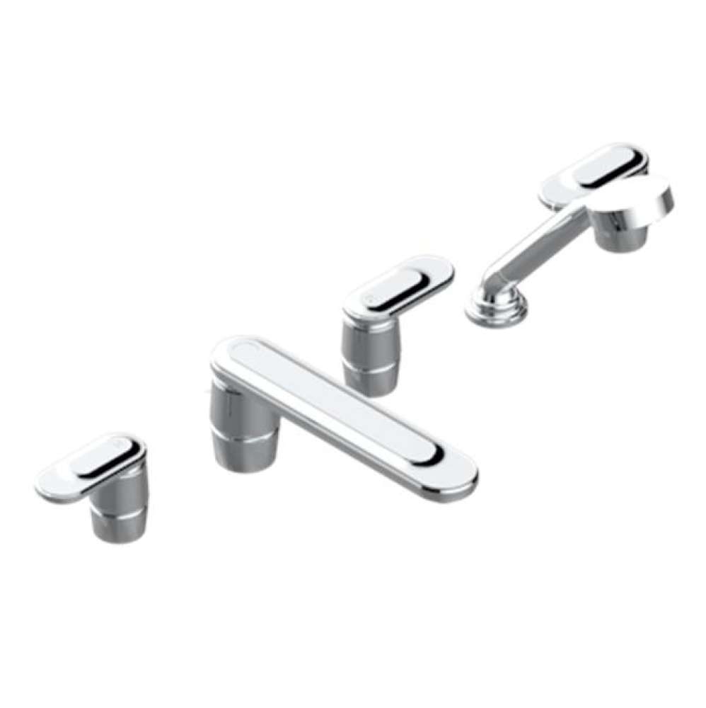 Roman Tub Set With 2 x 3/4'' Valves And Rim Mounted Ceramic Mixer With Progressive Cartr