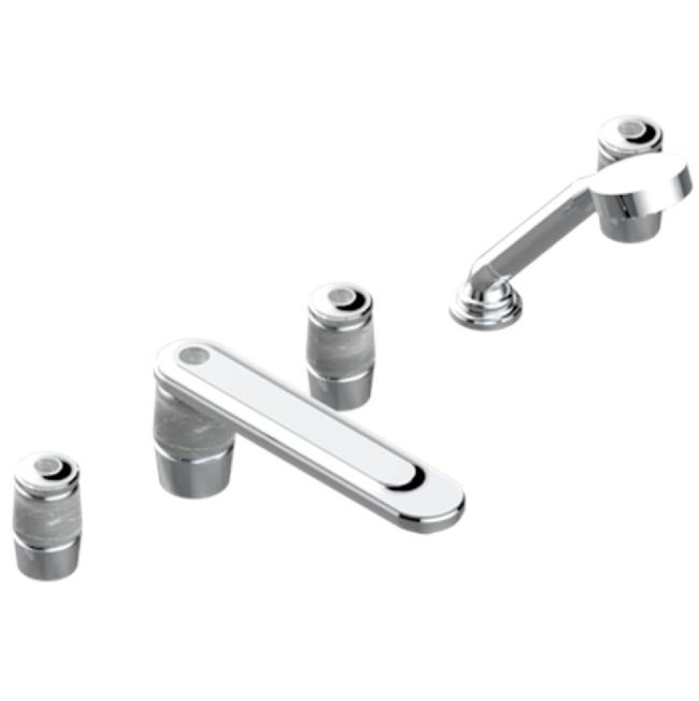 Roman Tub Set With 2 x 3/4'' Valves And Rim Mounted Ceramic Mixer With Progressive Cartr