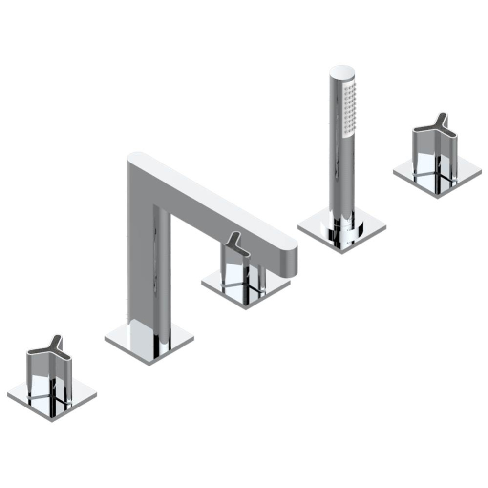 Roman tub set with 2 x 3/4'' valves and rim mounted ceramic mixer with progressive cartr