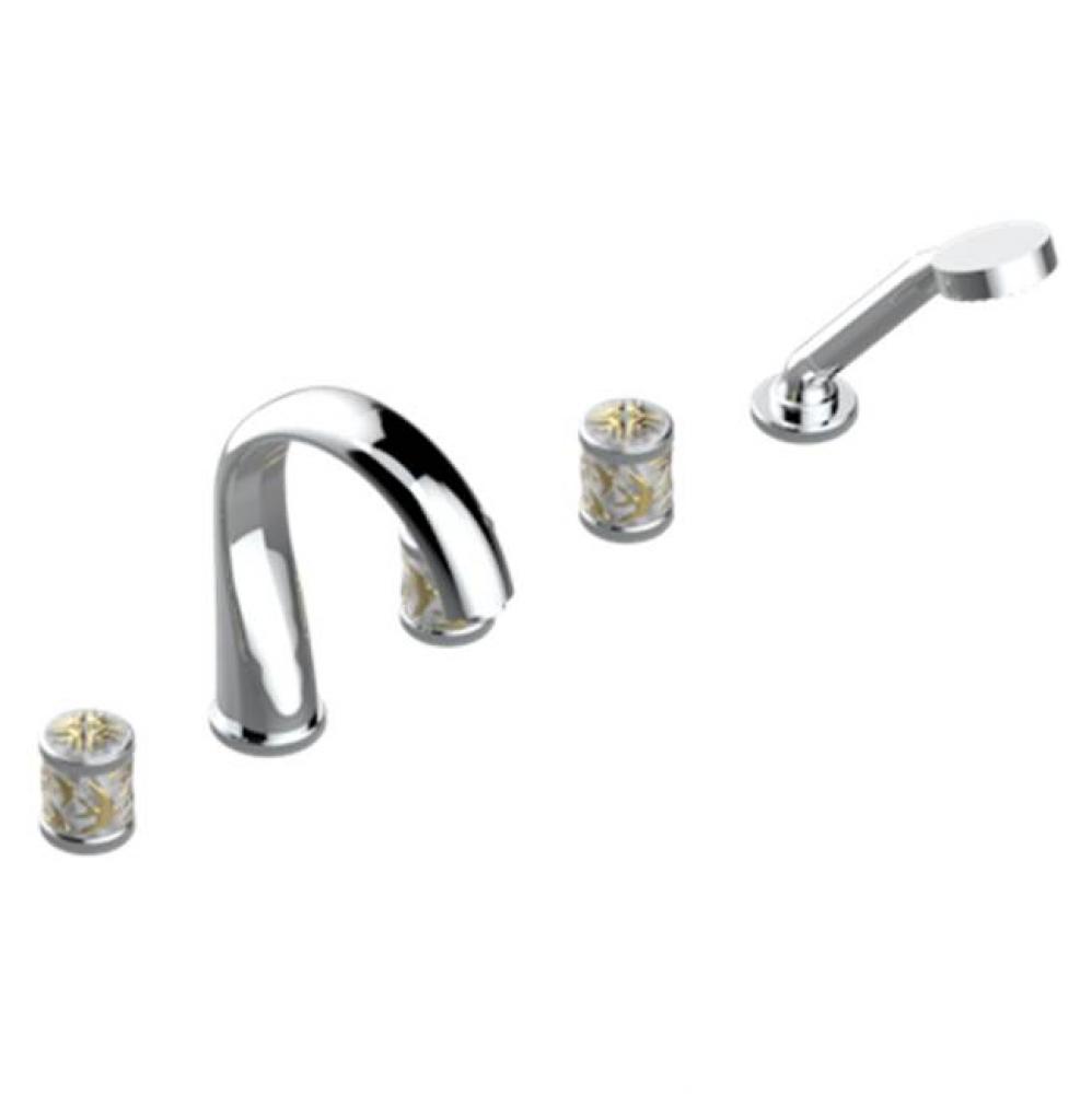 Roman Tub Set With 2 x 3/4'' Valves And Rim Mounted Ceramic Mixer With Progressive Cartr