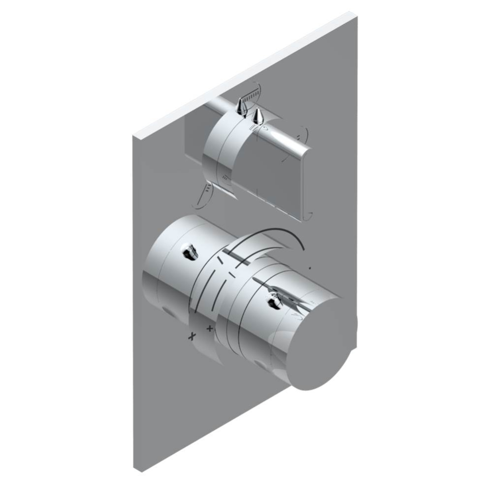 Trim for THG thermostat with stop valve and 3-way diverter, rough part supplied with fixing box re