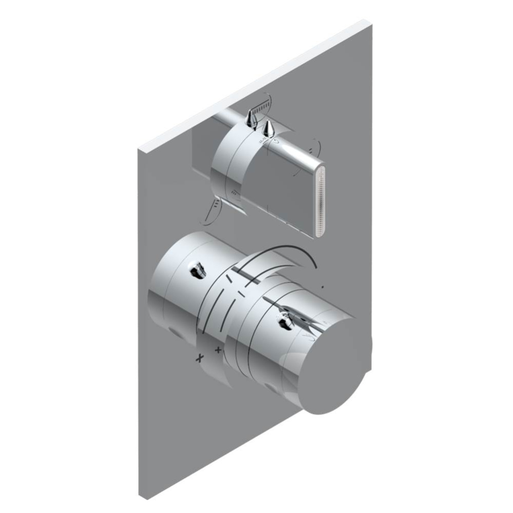 Trim for THG thermostat with stop valve and 3-way diverter, rough part supplied with fixing box re