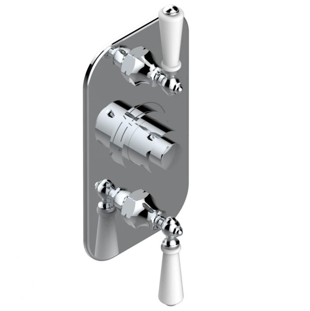 Trim for THG thermostatic valve 2 volume controls, rough part supplied with fixing box ref. 5 400A