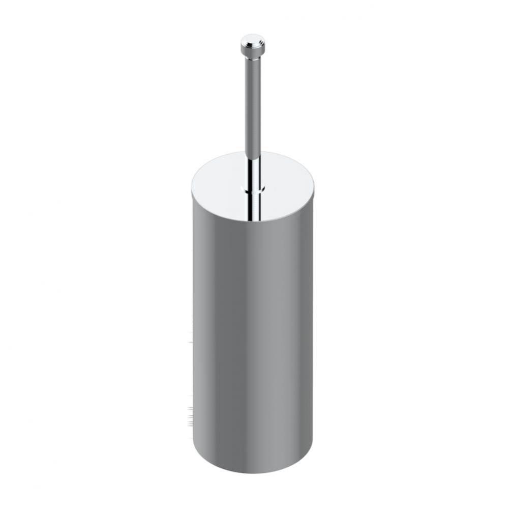 Metal toilet brush holder with brush with cover floor mounted