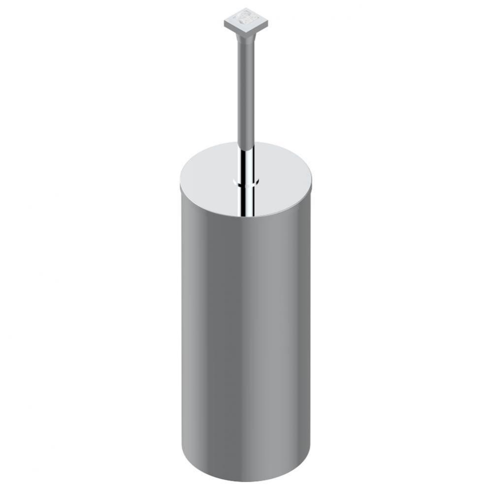 Metal toilet brush holder with brush with cover floor mounted
