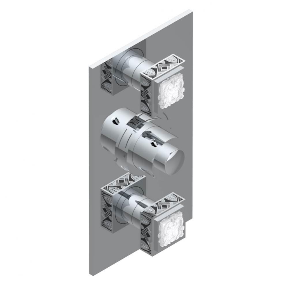 Trim for THG thermostatic valve 2 volume controls, rough part supplied with fixing box ref. 5 400A
