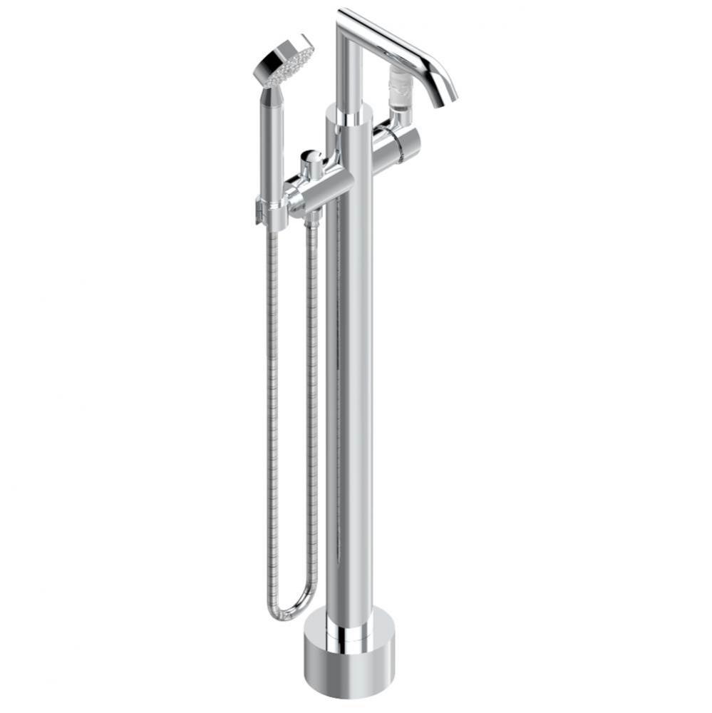 Free-standing single lever bath mixer with handshower with Easyclean system