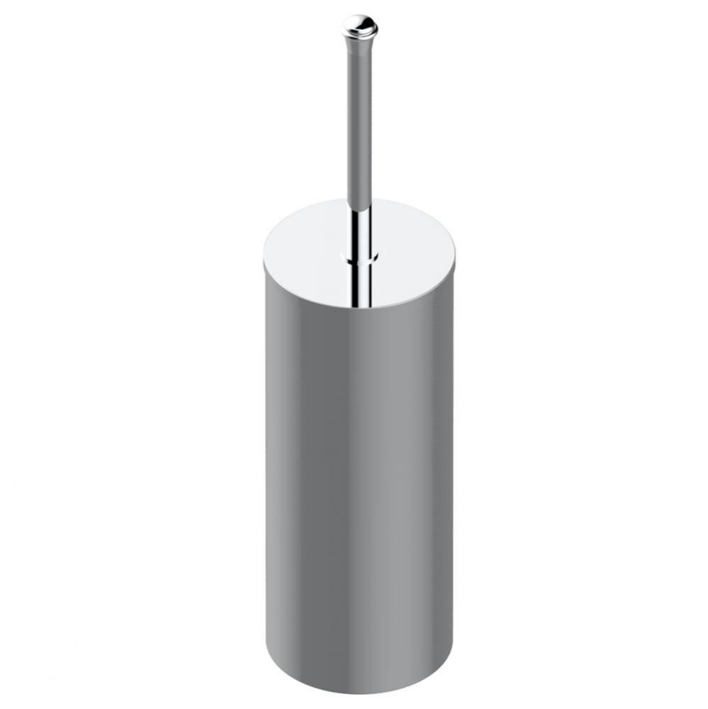 Metal toilet brush holder with brush with cover floor mounted