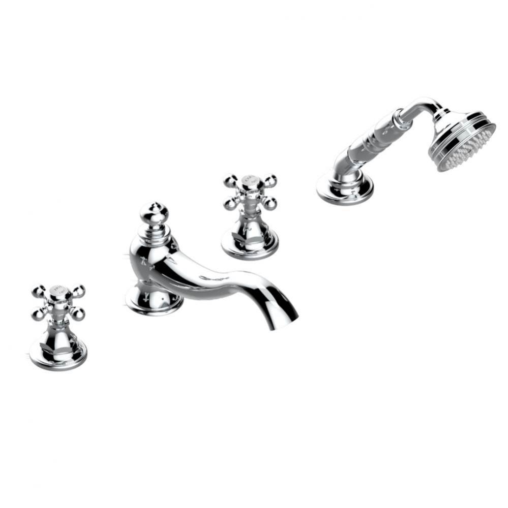 Roman tub set with divertor spout and handshower, 3/4'' valves