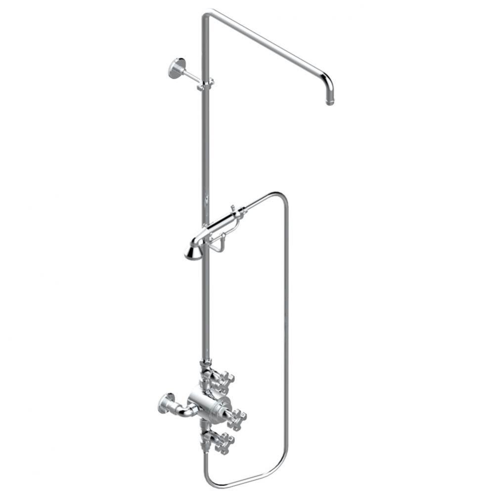 Exposed thermostatic shower mixer 2 volume controls, column and handshower on cradle - 6'&apo