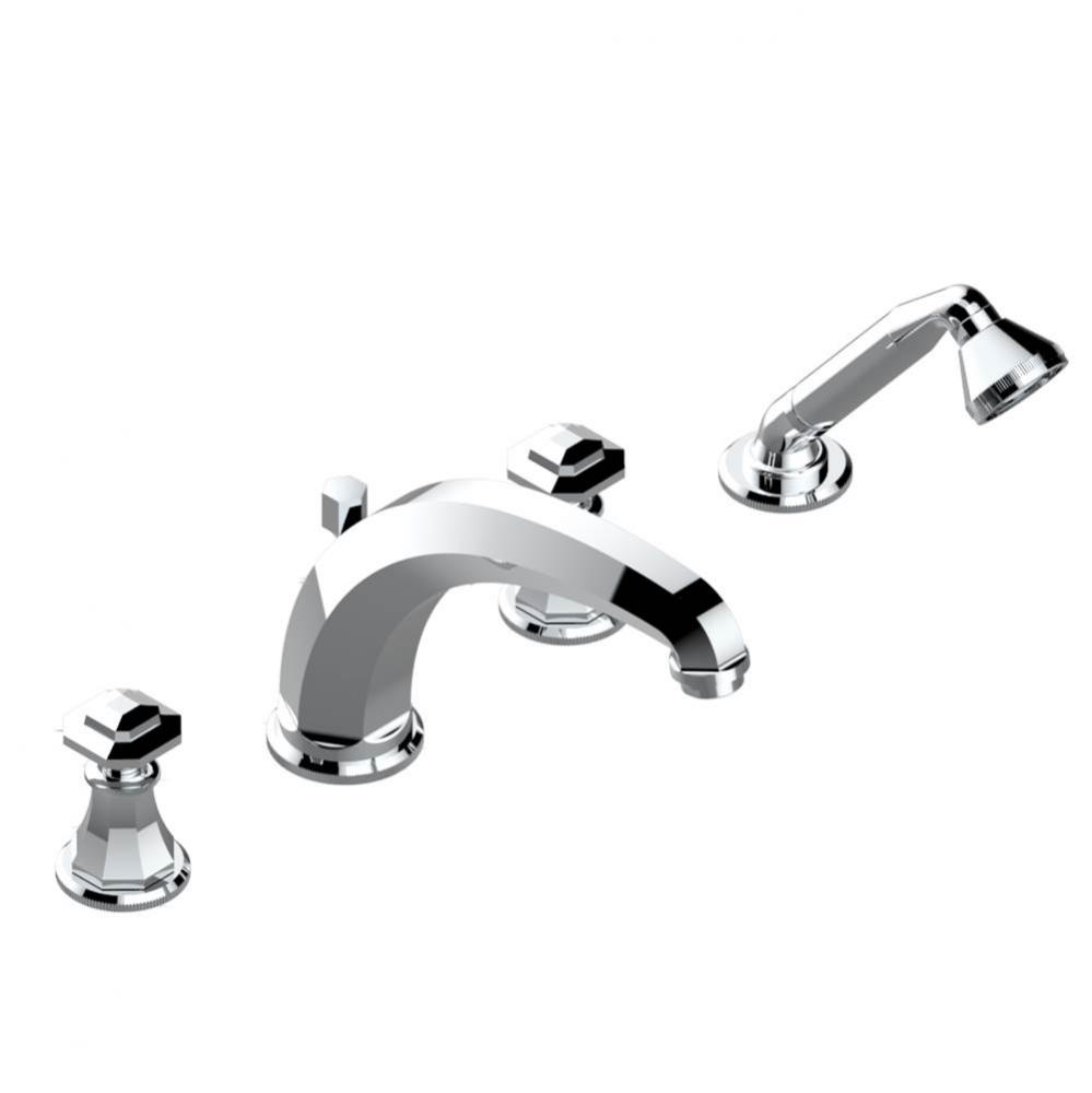 Roman tub set with high divertor spout and handshower, 3/4'' valves