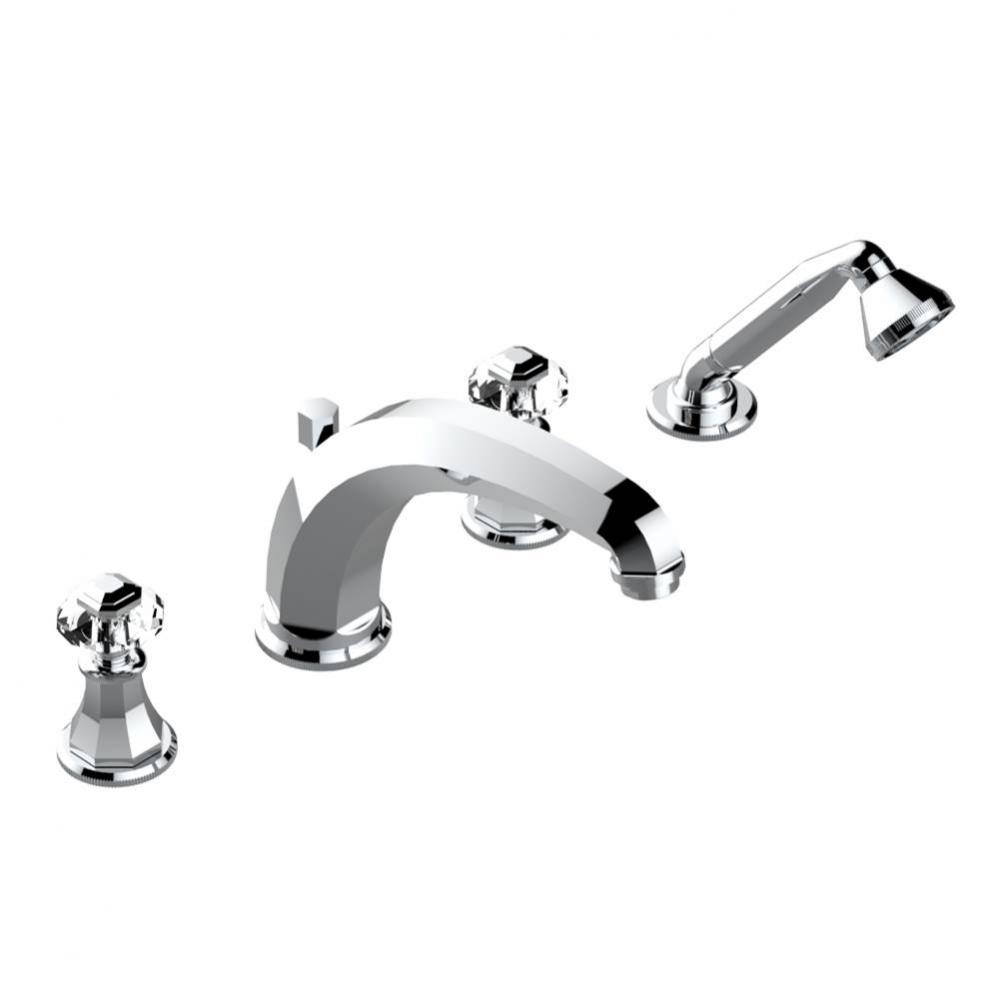 Roman tub set with high divertor spout and handshower, 3/4'' valves