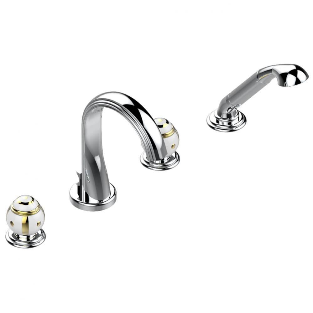 Roman tub set with divertor spout and handshower, 3/4'' valves