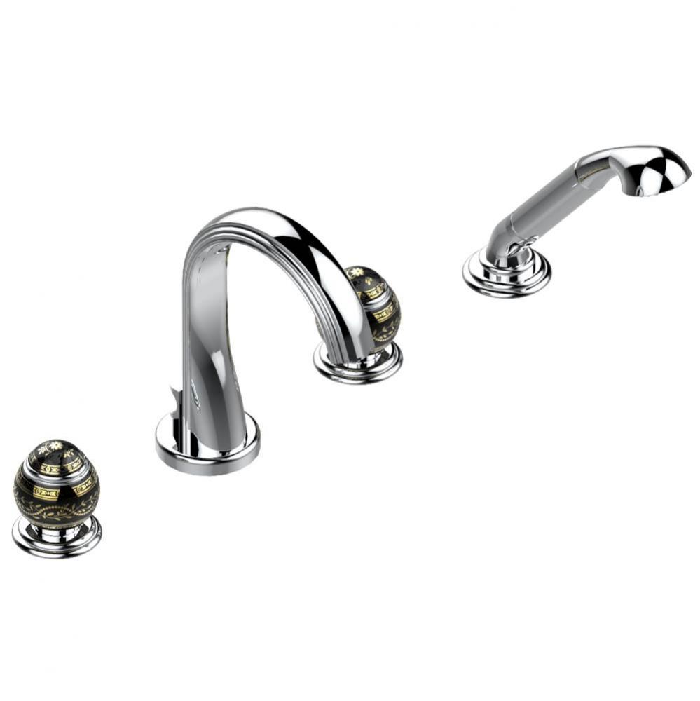 Roman tub set with divertor spout and handshower, 3/4'' valves