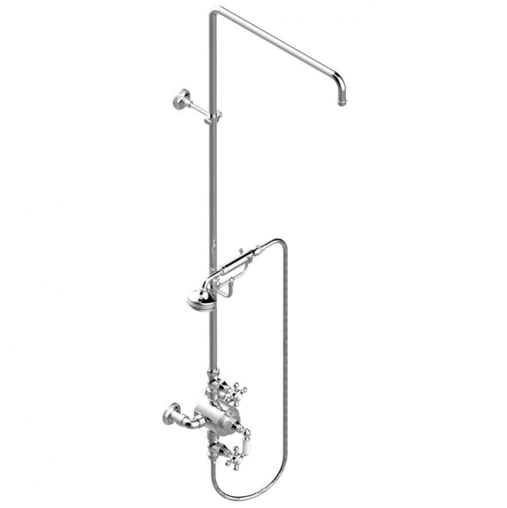Exposed thermostatic shower mixer 2 volume controls, column and handshower on cradle - 6'&apo