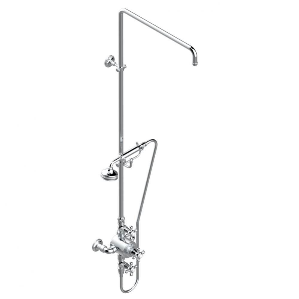 Exposed thermostatic shower mixer 2 volume controls, column and handshower on cradle - 6'&apo