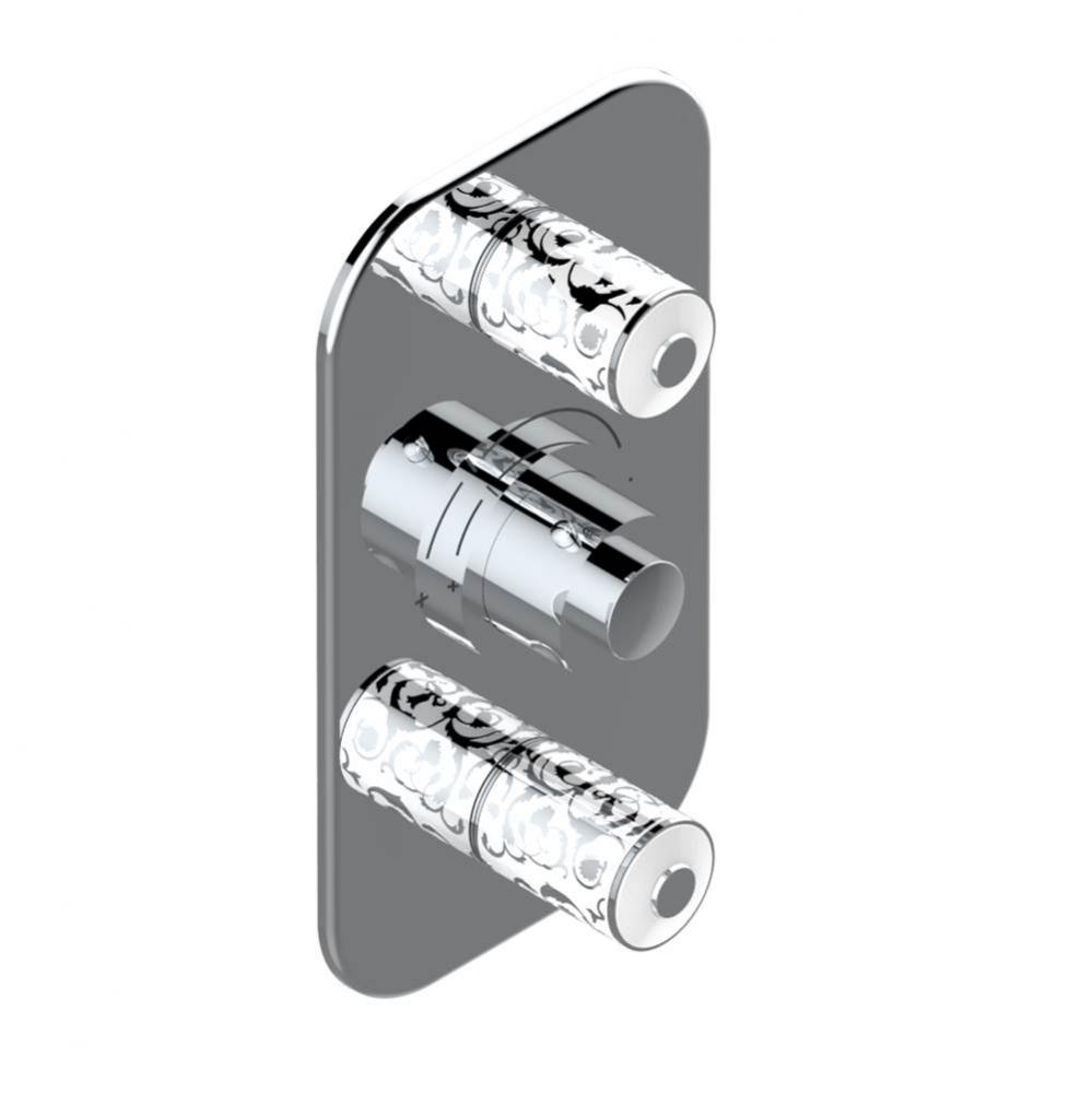 Trim for THG thermostatic valve 2 volume controls, rough part supplied with fixing box ref. 5 400A