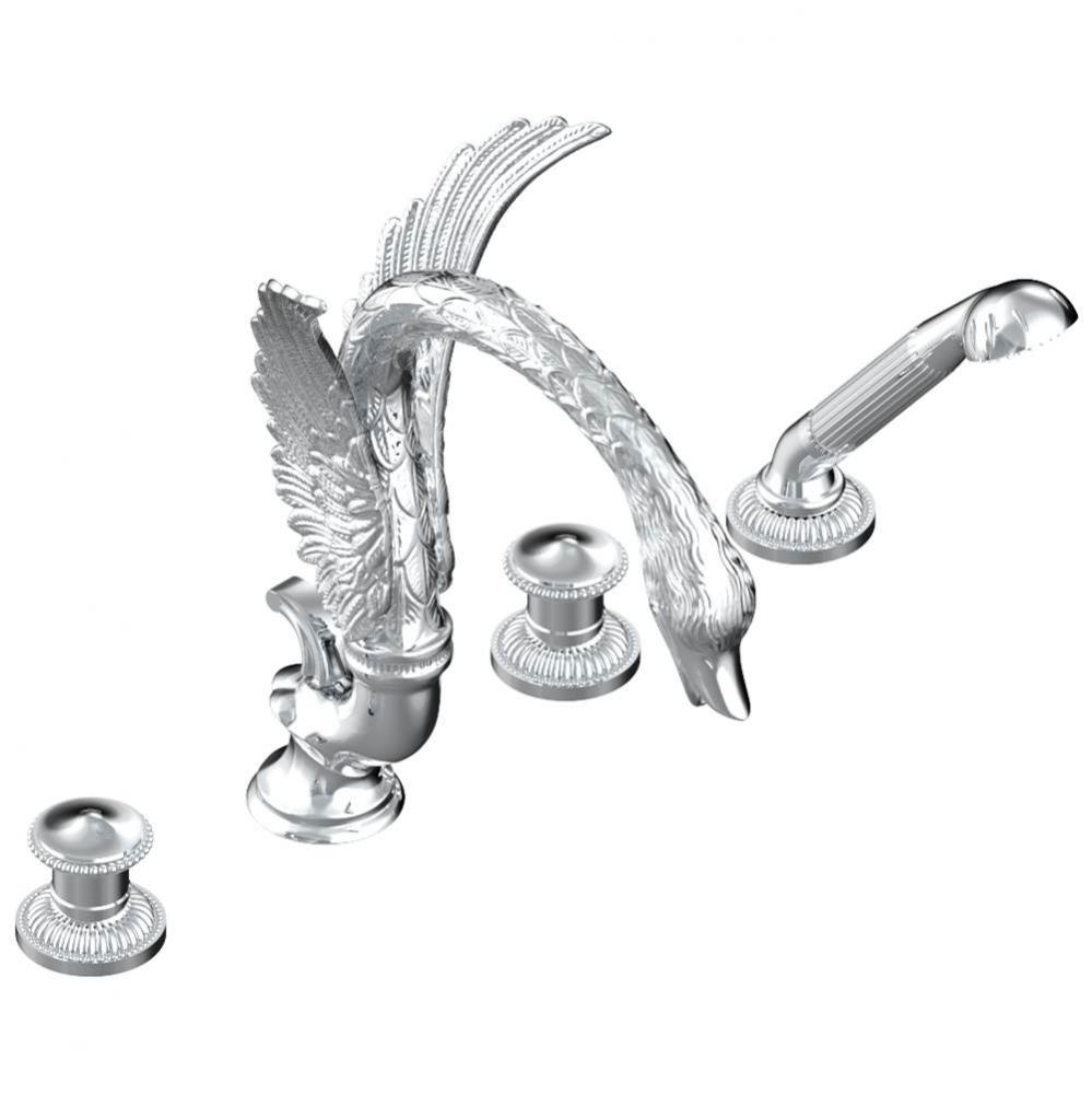 Roman tub set with divertor spout and handshower, 3/4'' valves