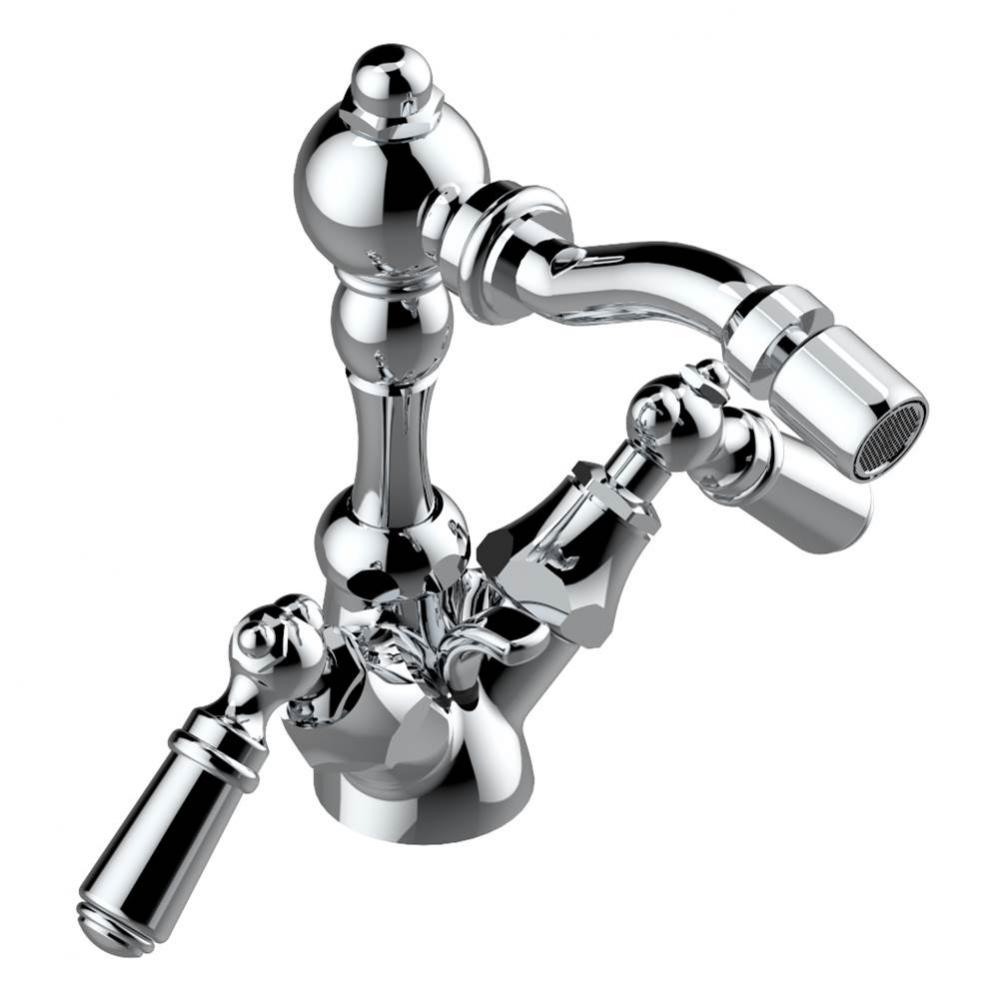 Single hole bidet faucet with drain