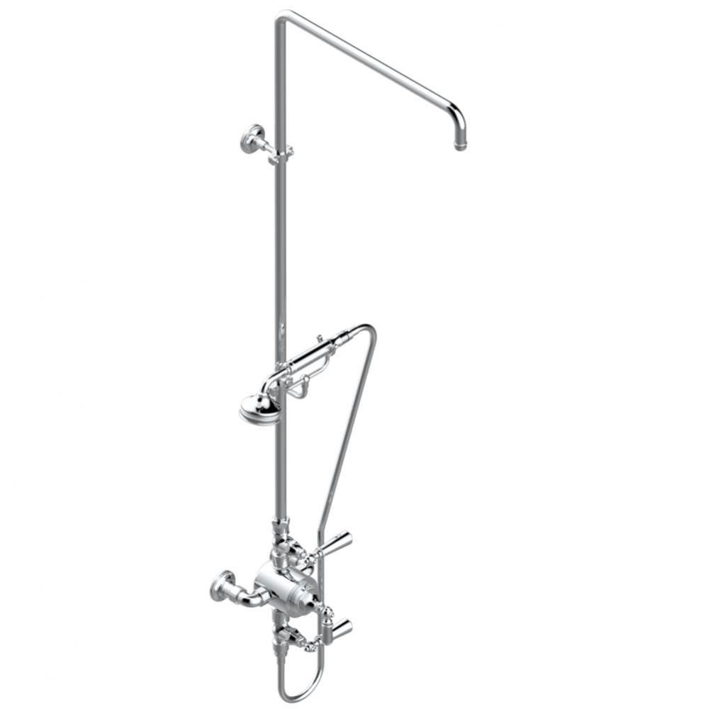 Exposed thermostatic shower mixer 2 volume controls, column and handshower on cradle - 6'&apo