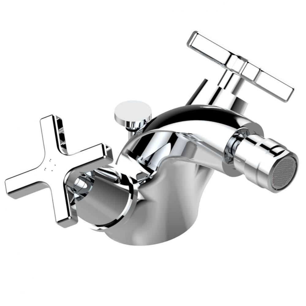 Single hole bidet faucet with drain