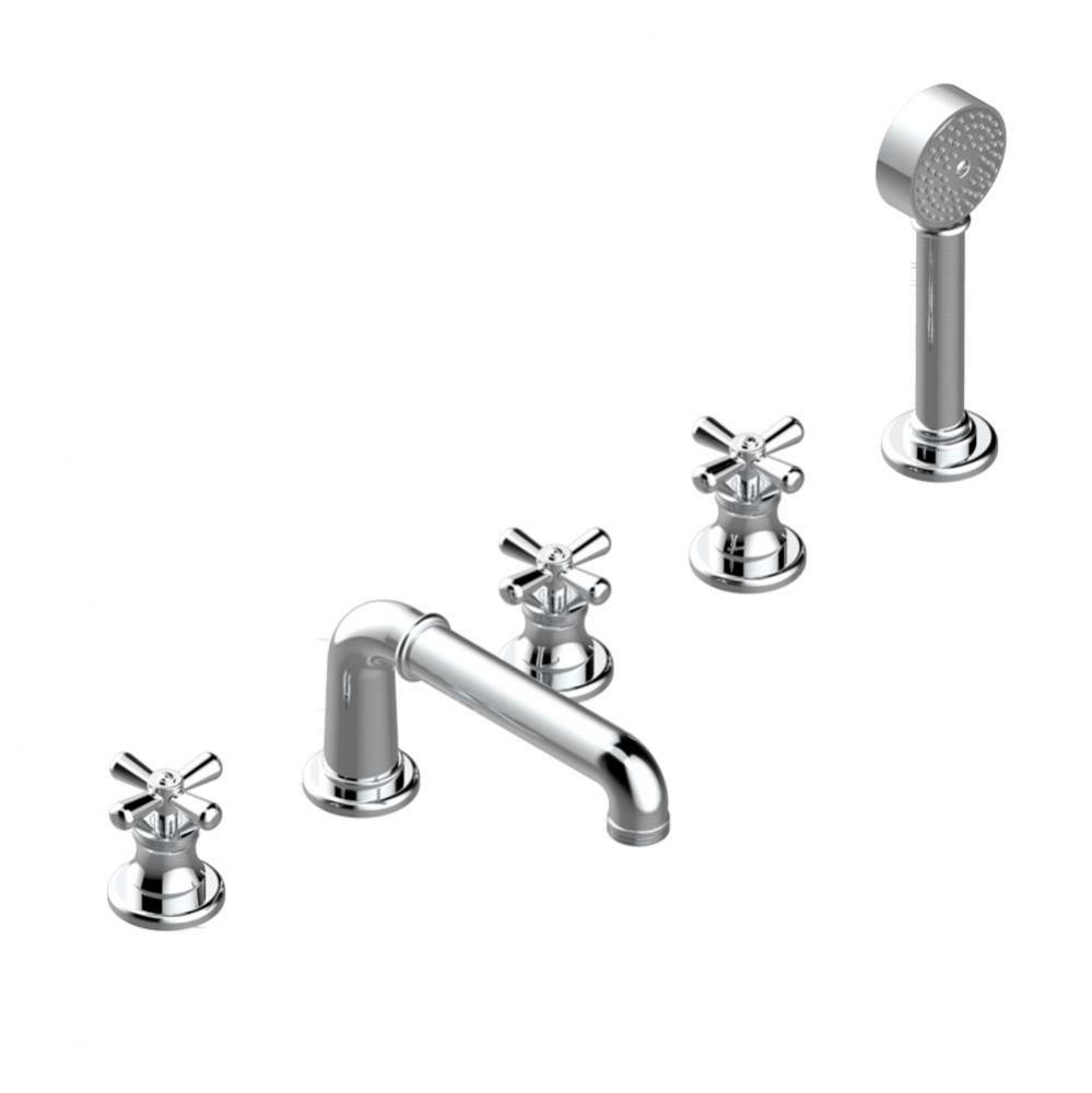 Roman tub set with 2 x 3/4'' valves and rim mounted ceramic mixer with progressive cartr
