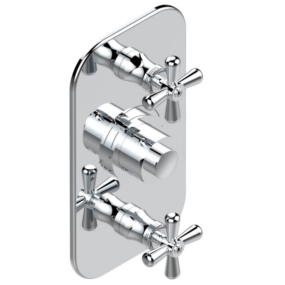 Trim for THG thermostatic valve 2 volume controls, rough part supplied with fixing box ref. 5 400A