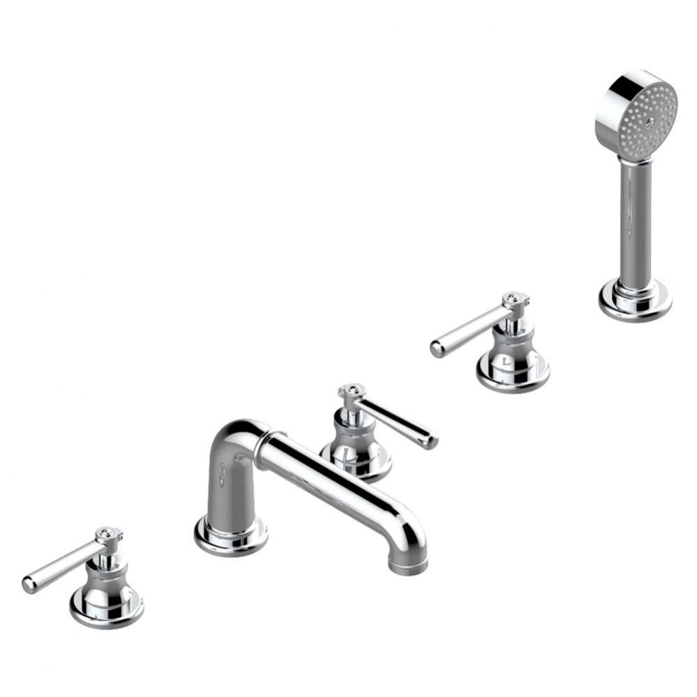 Roman tub set with 2 x 3/4'' valves and rim mounted ceramic mixer with progressive cartr