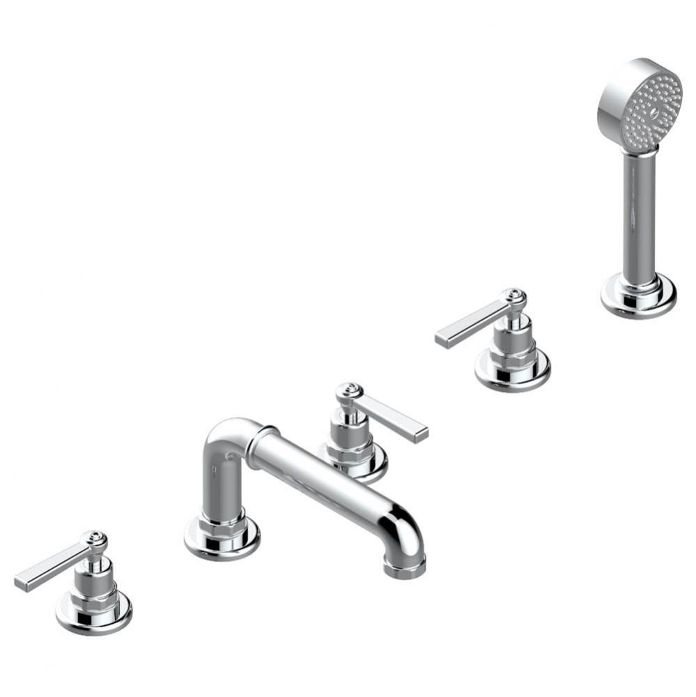 Roman tub set with 2 x 3/4'' valves and rim mounted ceramic mixer with progressive cartr