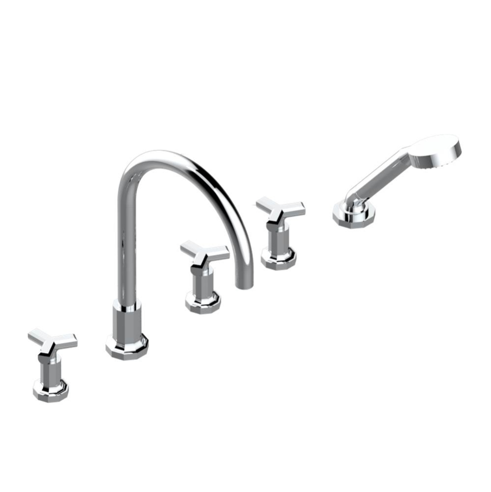 Roman tub set with 2 x 3/4'' valves and rim mounted ceramic mixer with progressive cartr