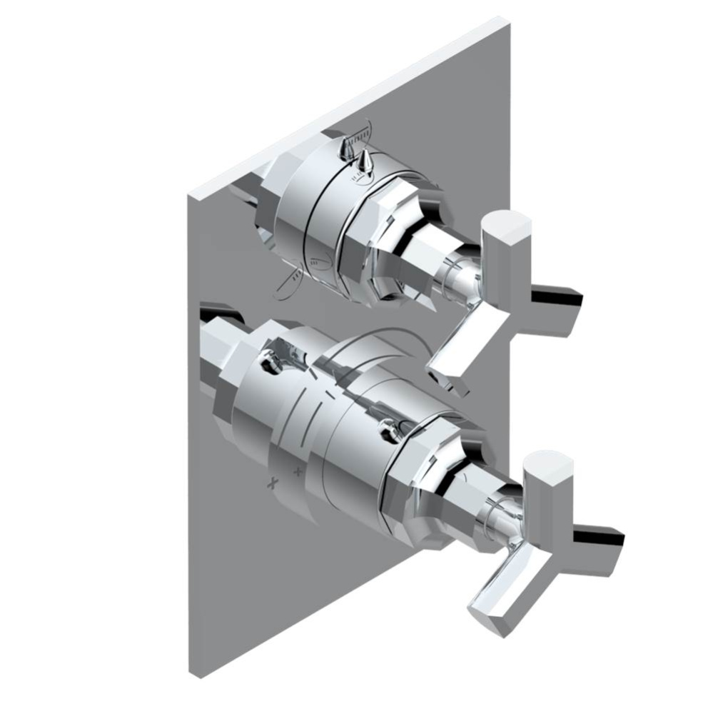 Trim for thermostatic mixer with stop valve and 3 way diverter, rough part supplied with fixing bo