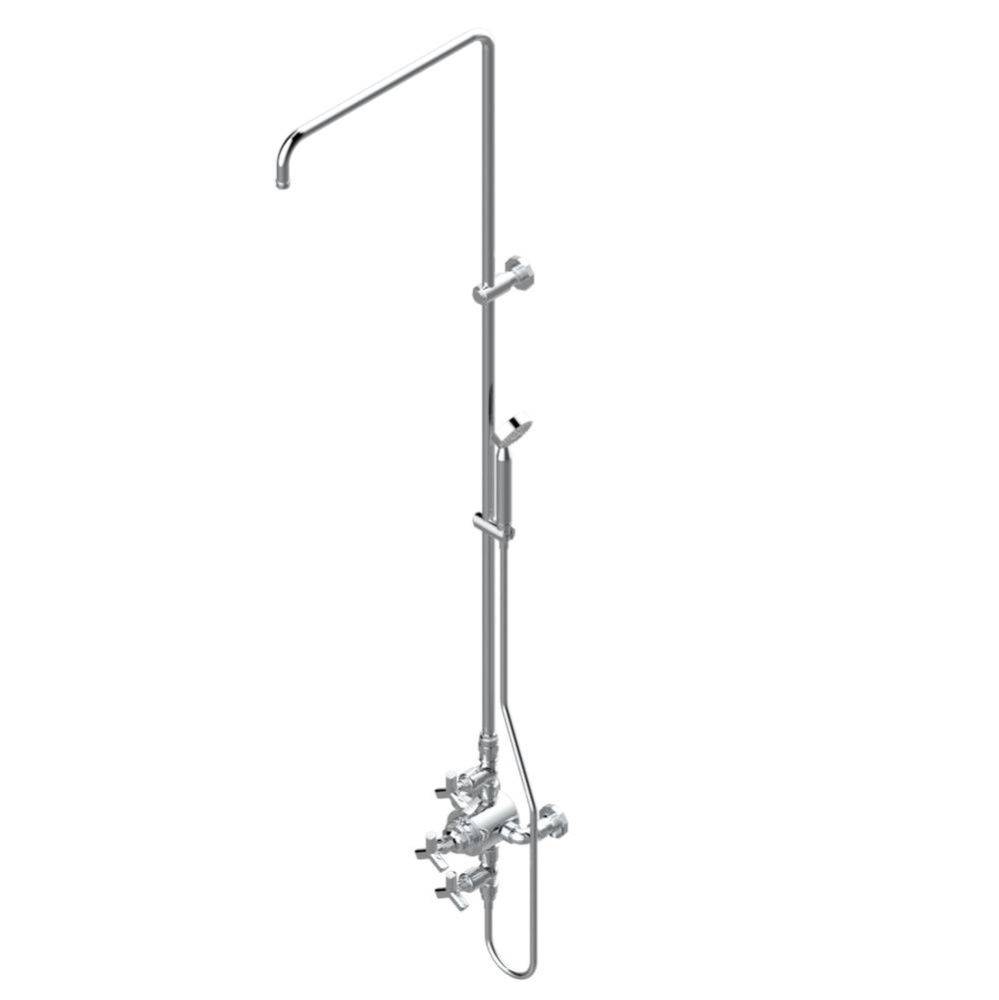 Exposed thermostatic shower mixer 2 volume controls, column and handshower on cradle - 6'&apo