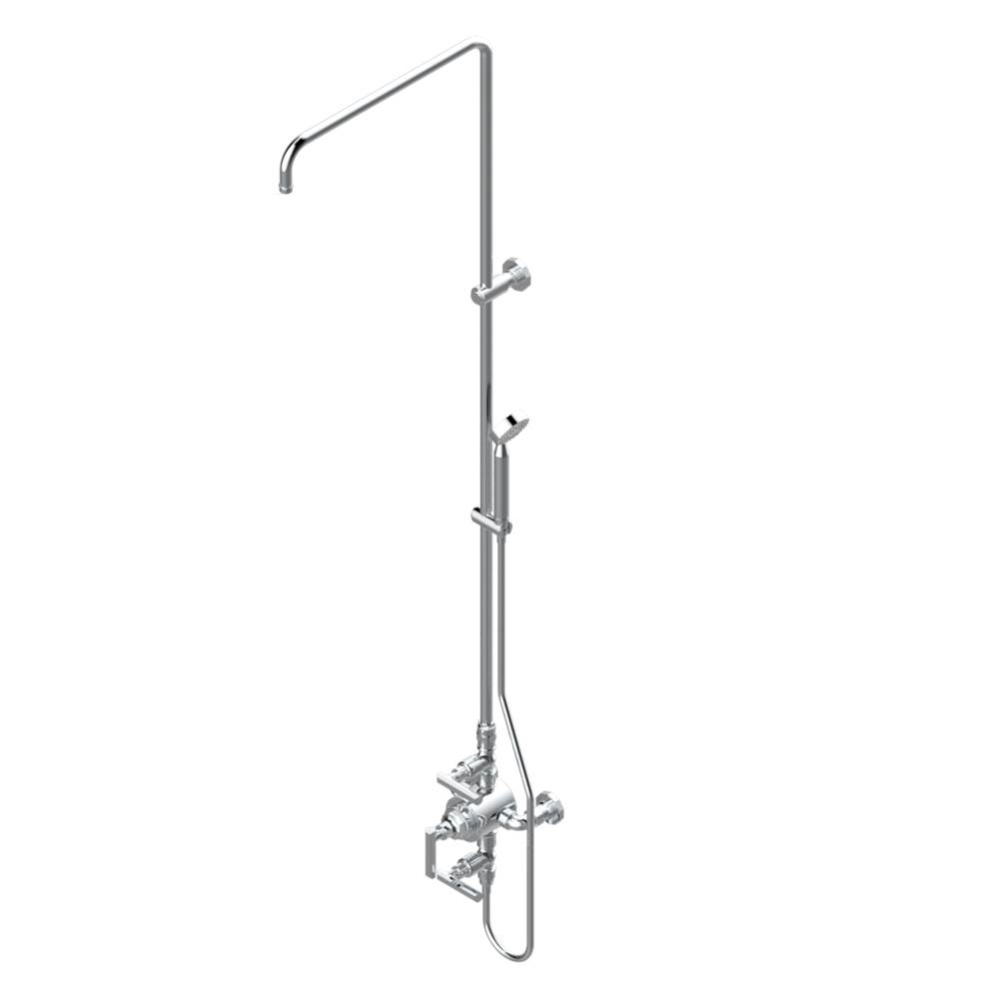 Exposed thermostatic shower mixer 2 volume controls, column and handshower on cradle - 6'&apo
