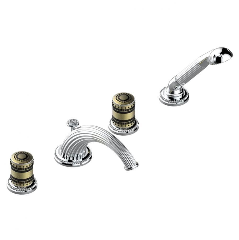 Roman tub set with divertor spout and handshower, 3/4'' valves