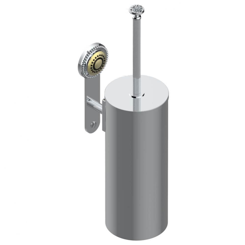 Metal toilet brush holder with brush with cover wall mounted
