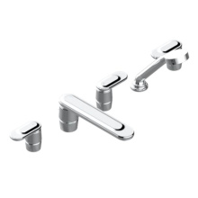 THG U8E-1132SGUS-A02 - Roman Tub Set With 2 x 3/4'' Valves And Rim Mounted Ceramic Mixer With Progressive Cartr