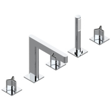 THG U7S-1132SG-A08 - Roman tub set with 2 x 3/4'' valves and rim mounted ceramic mixer with progressive cartr