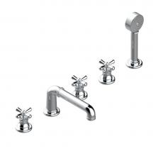 THG G7A-1132SGUS-A02 - Roman tub set with 2 x 3/4'' valves and rim mounted ceramic mixer with progressive cartr