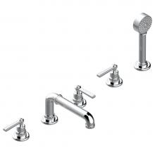 THG G7D-1132SGUS-A02 - Roman tub set with 2 x 3/4'' valves and rim mounted ceramic mixer with progressive cartr