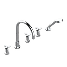 THG G8A-1132SGUS-A02 - Roman tub set with 2 x 3/4'' valves and rim mounted ceramic mixer with progressive cartr