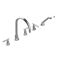 THG G8B-1132SGUS-A02 - Roman tub set with 2 x 3/4'' valves and rim mounted ceramic mixer with progressive cartr