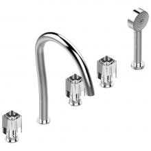 THG U6F-1132SGUS-A02 - Roman tub set with 2 x 3/4'' valves and rim mounted ceramic mixer with progressive cartr