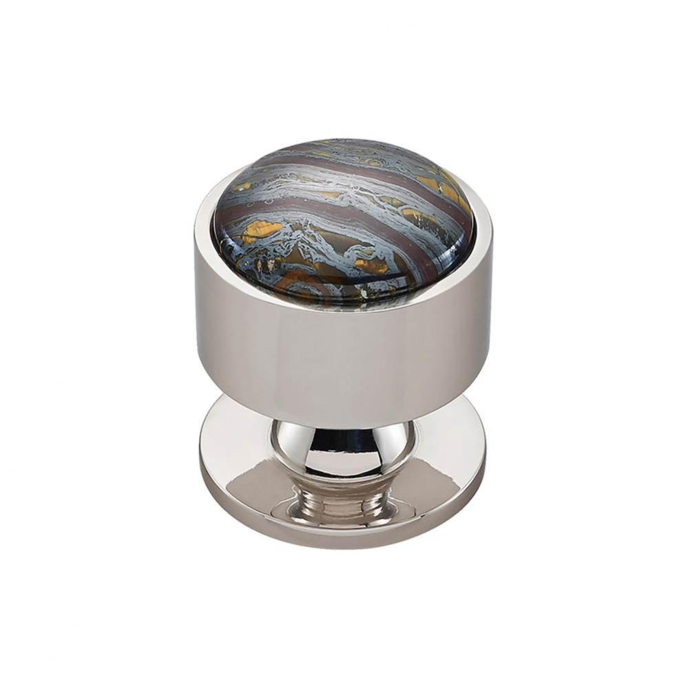 FireSky Iron Tiger Eye Knob 1 3/8 Inch Polished Nickel Base