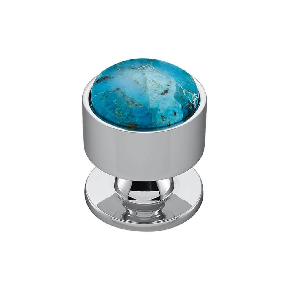 FireSky Mohave Turquoise Knob 1 3/8 Inch Polished Chrome Base