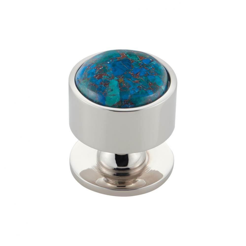 FireSky Mohave Blue Knob 1 3/8 Inch Polished Nickel Base