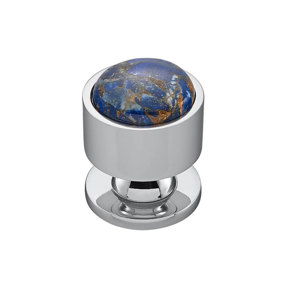 FireSky Mohave Lapis Knob 1 1/8 Inch Polished Chrome Base