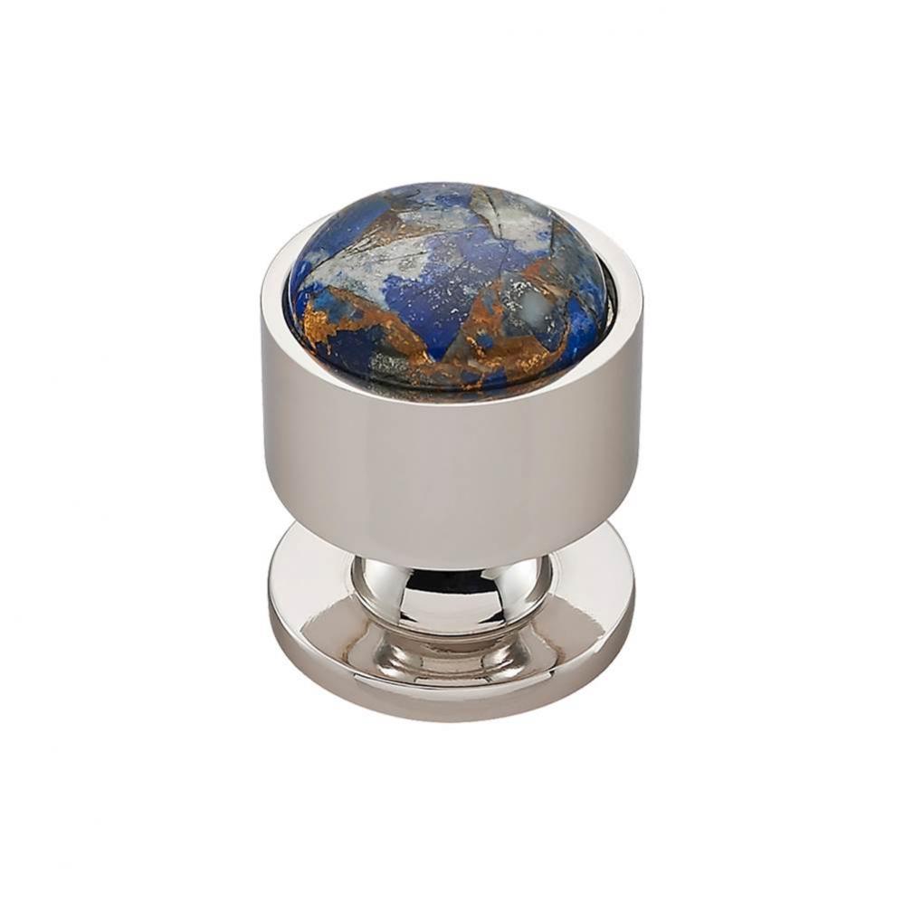 FireSky Mohave Lapis Knob 1 1/8 Inch Polished Nickel Base