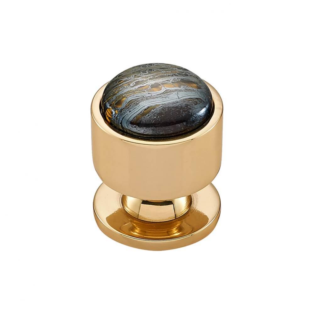 FireSky Iron Tiger Eye Knob 1 1/8 Inch Polished Brass Base
