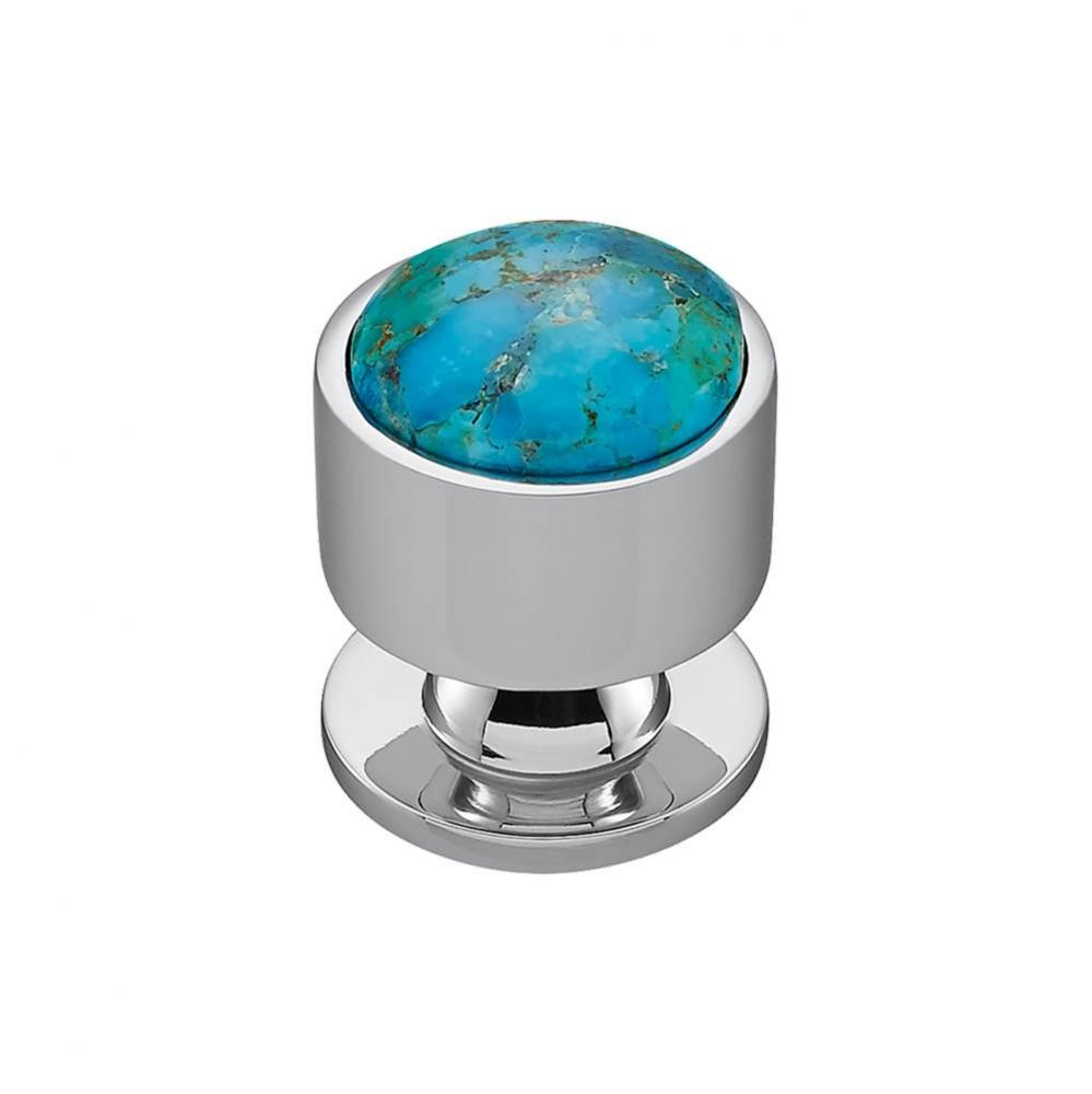 FireSky Mohave Turquoise Knob 1 1/8 Inch Polished Chrome Base